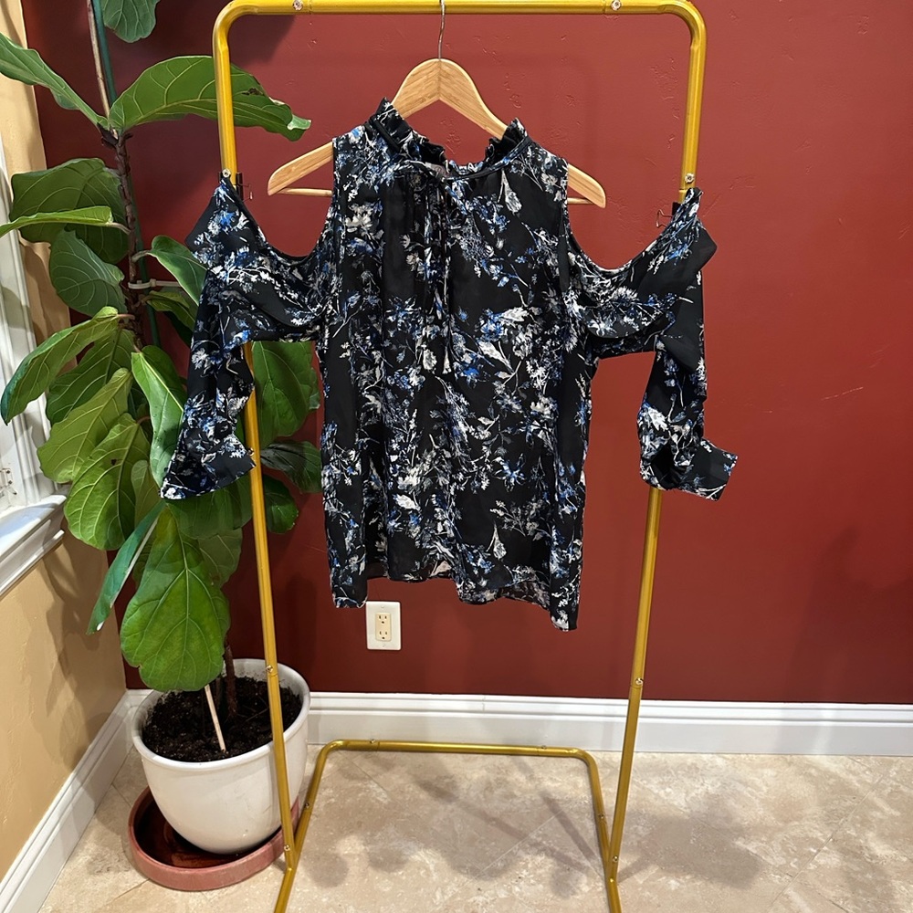 Parker Black and Blue Floral Blouse